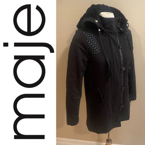 MAJE Gove Quilted Parka Coat with Braided Details - Picture 3 of 14